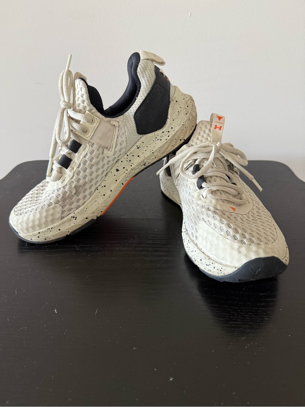 Under Armour Cream Athletic Sneakers with Black and Orange Details